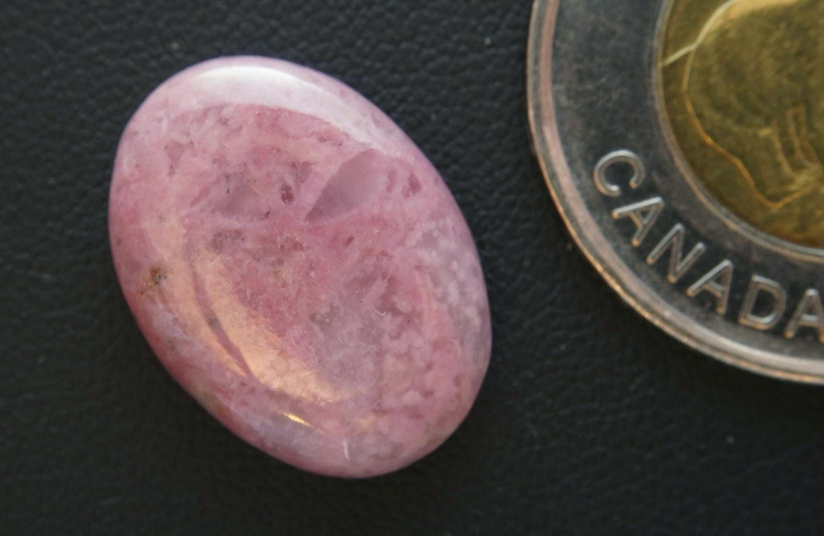 Rhodonite Cabochon, 20 x 15 mm, Handmade Oval, from British Columbia, Canada