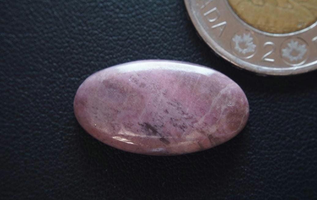 Rhodonite Cabochon, 24 x 14 mm, Handmade Oval, from British Columbia, Canada