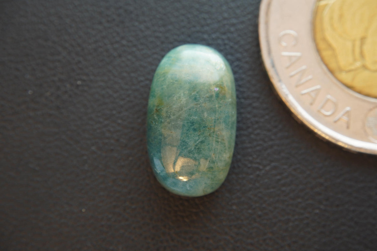 Aquamarine Cabochon, 16 x 10 mm, Handmade Oval, from Newfoundland and Labrador, Canada