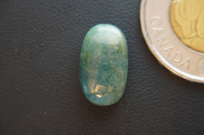 Aquamarine Cabochon, 16 x 10 mm, Handmade Oval, from Newfoundland and Labrador, Canada