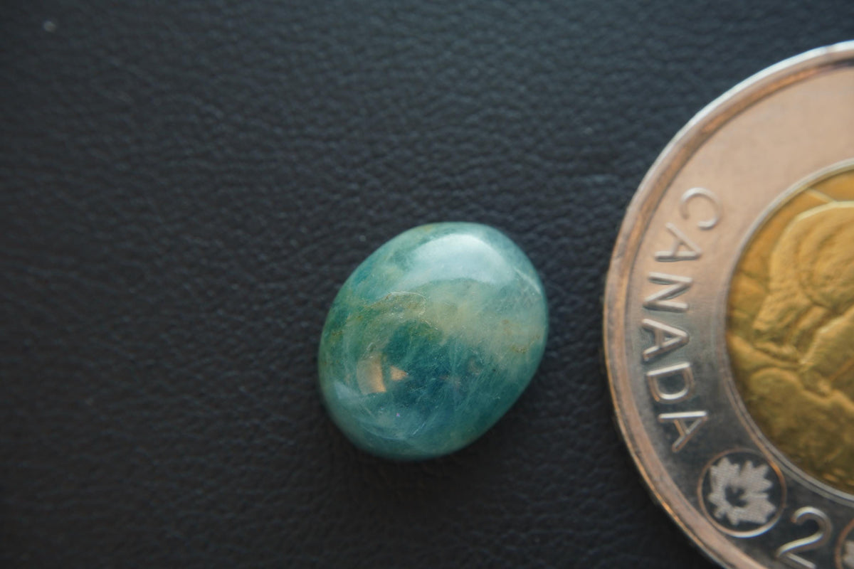 Aquamarine Cabochon, 12 x 10 mm, Handmade Oval, from Newfoundland and Labrador, Canada