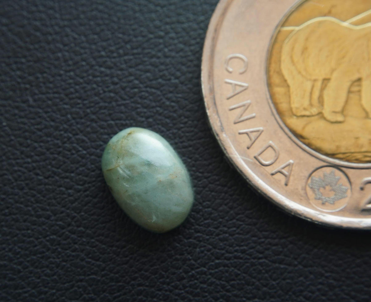 Aquamarine Cabochon, 10 x 7 mm, Handmade Oval, from Newfoundland and Labrador, Canada
