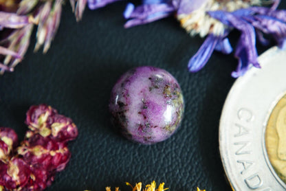 Corundum-Sapphire Cabochon, 13.5 x 5 mm, Handmade Round, from Newfoundland and Labrador, Canada