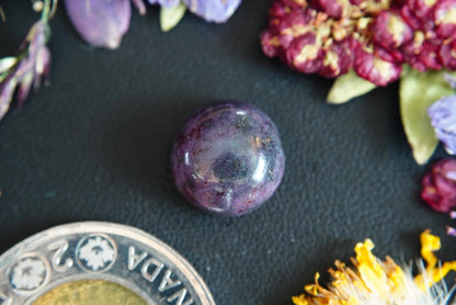 Corundum-Sapphire Cabochon, 12.5 × 6.5 mm Handmade Round, from Newfoundland and Labrador, Canada