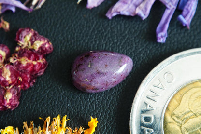 Corundum-Sapphire Cabochon, 12 x 8 mm, Handmade Pear, from Newfoundland and Labrador, Canada