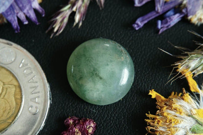 Serpentine Cabochon, 15 x 6 mm, Handmade Round, from Newfoundland and Labrador, Canada