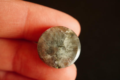 Labradorite Cabochon, 17 x 8 mm, Handmade Round, from Newfoundland and Labrador, Canada
