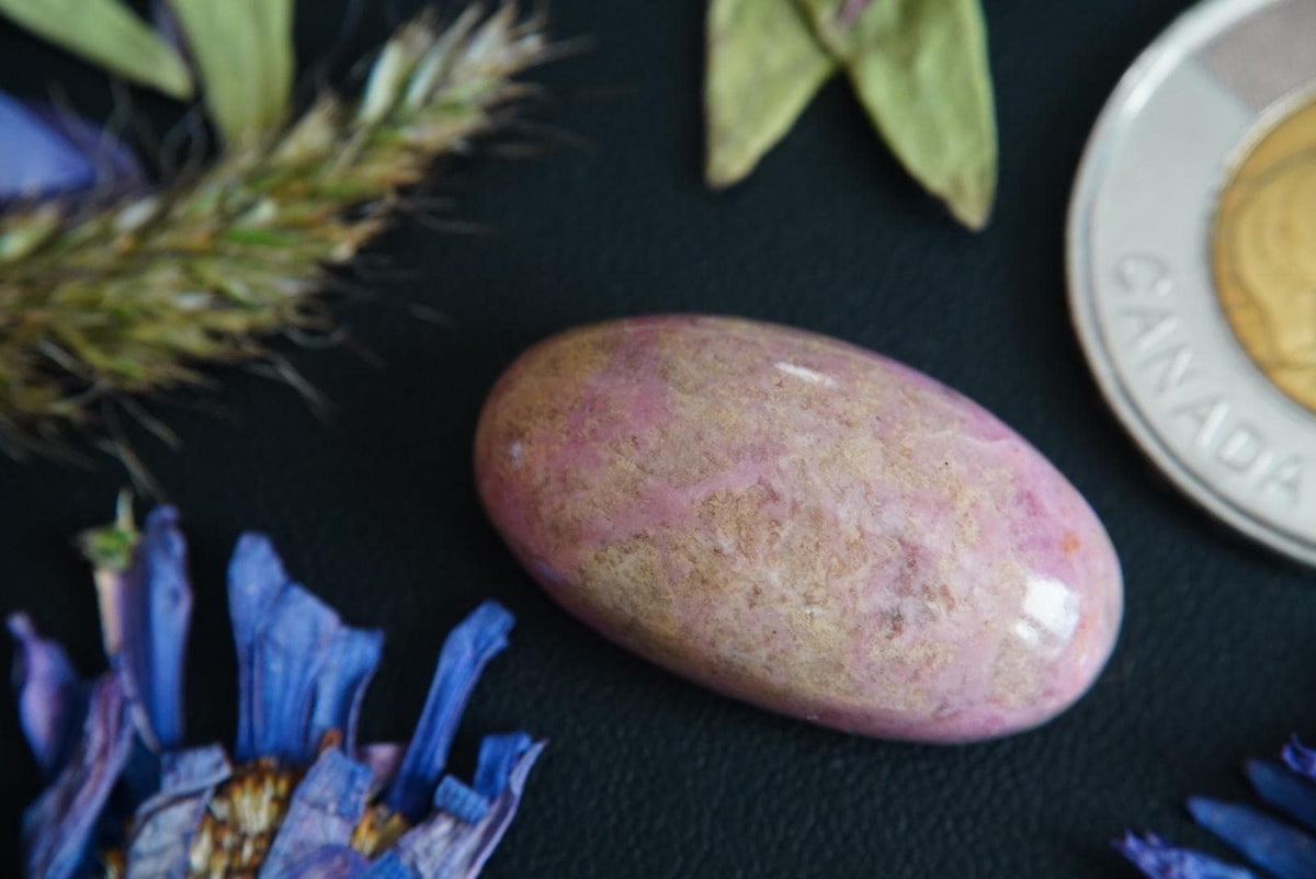 Rhodonite Cabochon, 27 x 15 mm, Handmade Oval, from British Columbia, Canada