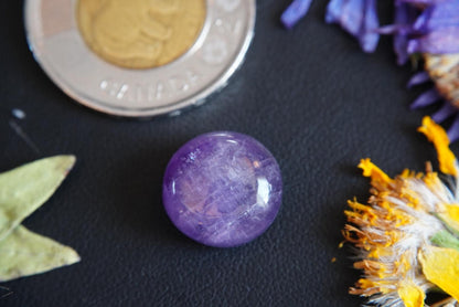 Amethyst Cabochon, 14 x 8 mm, Handmade Round, from Ontario, Canada