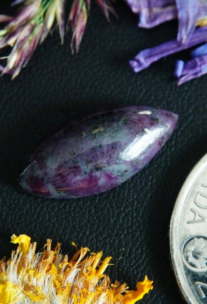 Corundum-Sapphire Cabochon, 21 x 10 mm, Handmade Marquise, from Newfoundland and Labrador, Canada