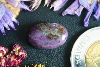 Corundum-Sapphire Cabochon, 17 x 11.5 mm, Handmade Oval, from Newfoundland and Labrador, Canada