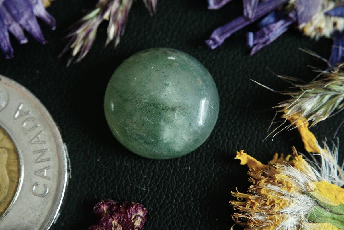 Serpentine Cabochon, 15 x 6 mm, Handmade Round, from Newfoundland and Labrador, Canada