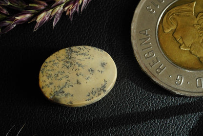Dendritic Dolomitic Limestone Cabochon, 17 x 13 mm, Handmade Oval, from Saskatchewan, Canada