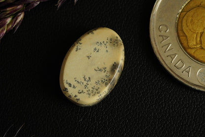Dendritic Dolomitic Limestone Cabochon, 17 x 12 mm, Handmade Oval, from Saskatchewan, Canada