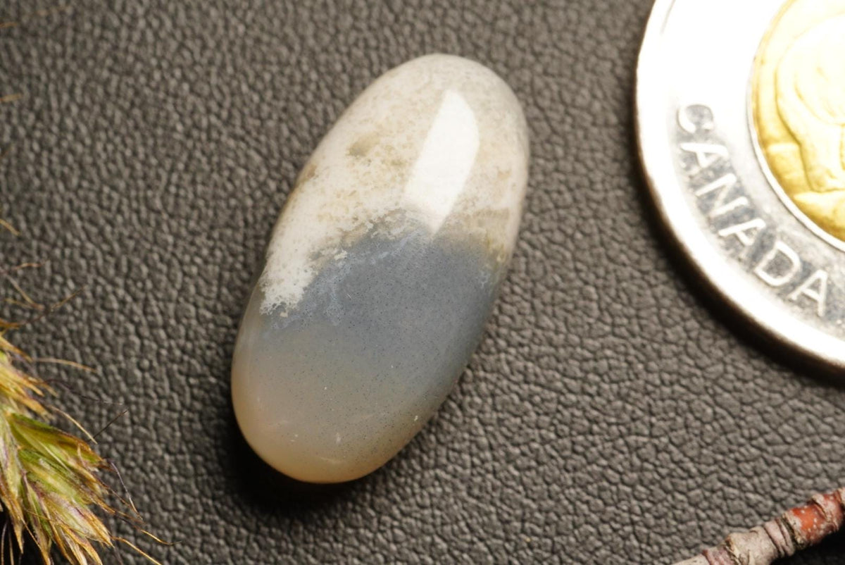 Moss Agate Cabochon, 22 x 12 mm, Handmade Oval, from Saskatchewan, Canada