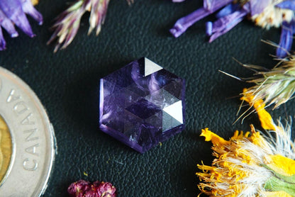 Amethyst, 14.65 x 6 mm Rose Cut Stone, from Newfoundland and Labrador, Canada