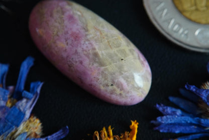 Rhodonite Cabochon, 30 x 14 mm, Handmade Oval, from British Columbia, Canada