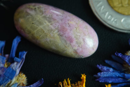 Rhodonite Cabochon, 30 x 14 mm, Handmade Oval, from British Columbia, Canada