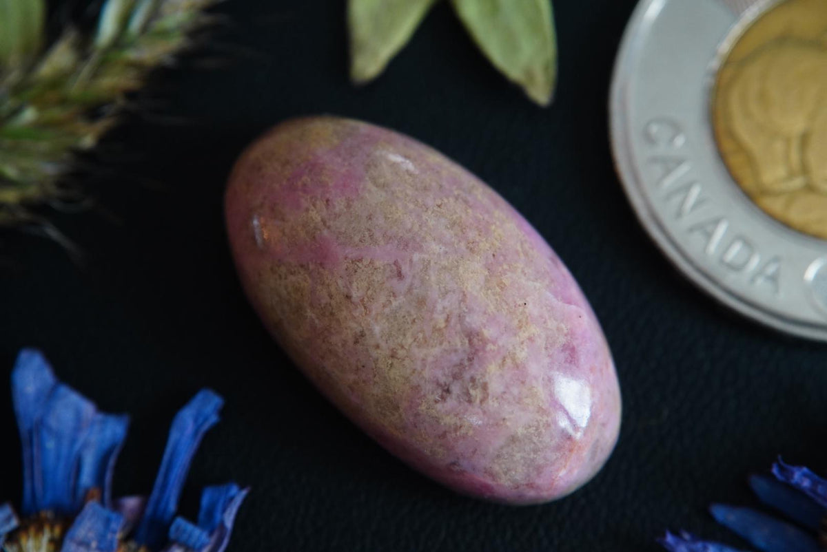 Rhodonite Cabochon, 27 x 15 mm, Handmade Oval, from British Columbia, Canada