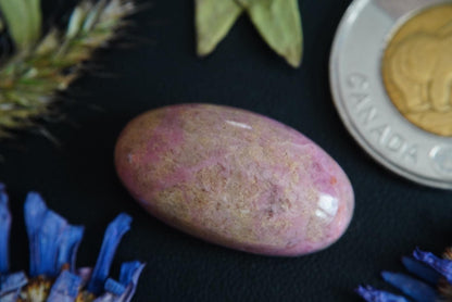 Rhodonite Cabochon, 27 x 15 mm, Handmade Oval, from British Columbia, Canada