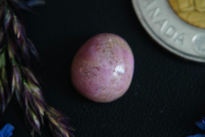 Rhodonite Cabochon, 12 x 11 mm, Handmade Oval, from British Columbia, Canada