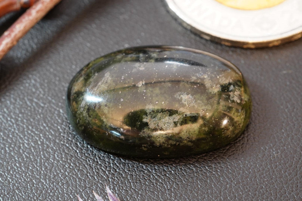 Serpentine Cabochon, 26 x 17 mm, Handmade Oval, from Newfoundland and Labrador, Canada