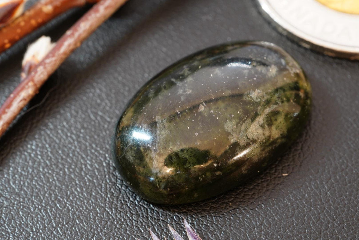 Serpentine Cabochon, 26 x 17 mm, Handmade Oval, from Newfoundland and Labrador, Canada
