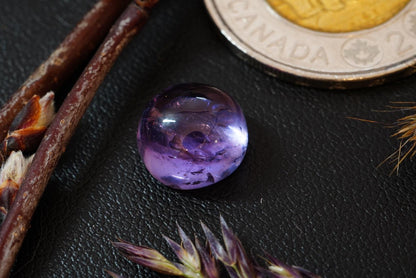 Amethyst Cabochon, 10 x 7 mm, Handmade Round, from Newfoundland and Labrador, Canada
