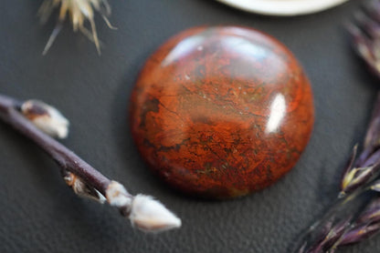 Jasper Agate Cabochon, 19 x 6 mm, Handmade Round, from Saskatchewan, Canada