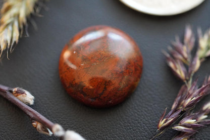 Jasper Agate Cabochon, 19 x 6 mm, Handmade Round, from Saskatchewan, Canada