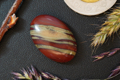 Banded Jasper Cabochon, 26 x 17 mm, Handmade Oval, from Saskatchewan, Canada