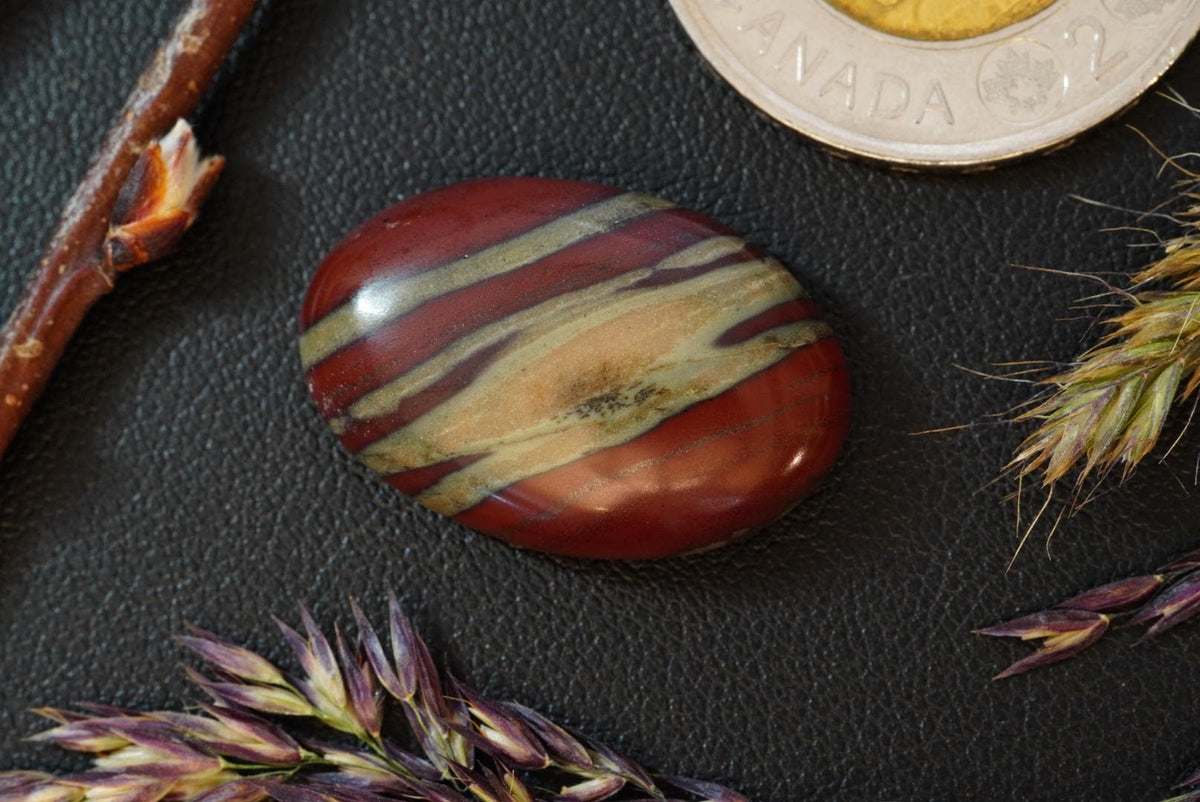 Banded Jasper Cabochon, 26 x 17 mm, Handmade Oval, from Saskatchewan, Canada