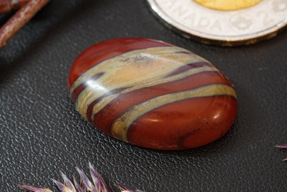 Banded Jasper Cabochon, 26 x 17 mm, Handmade Oval, from Saskatchewan, Canada