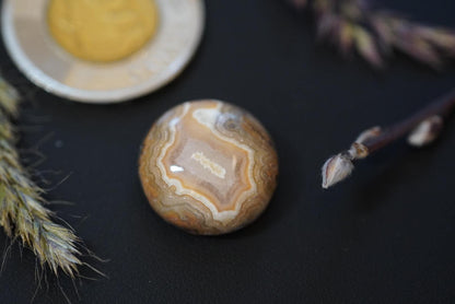 Agate Cabochon, 18 x 8 mm, Handmade Round, from Ontario, Canada
