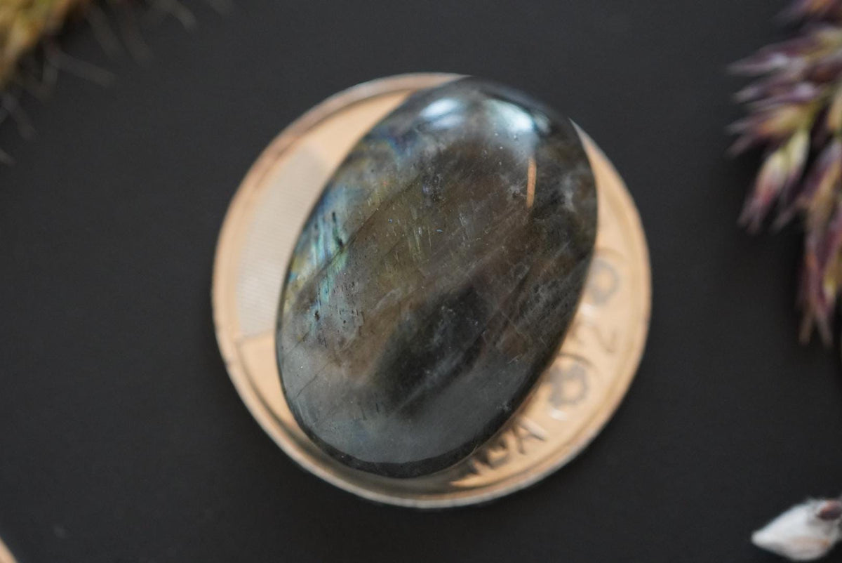 Labradorite Cabochon, 26 x 18 mm, Handmade Oval, from Newfoundland and Labrador, Canada