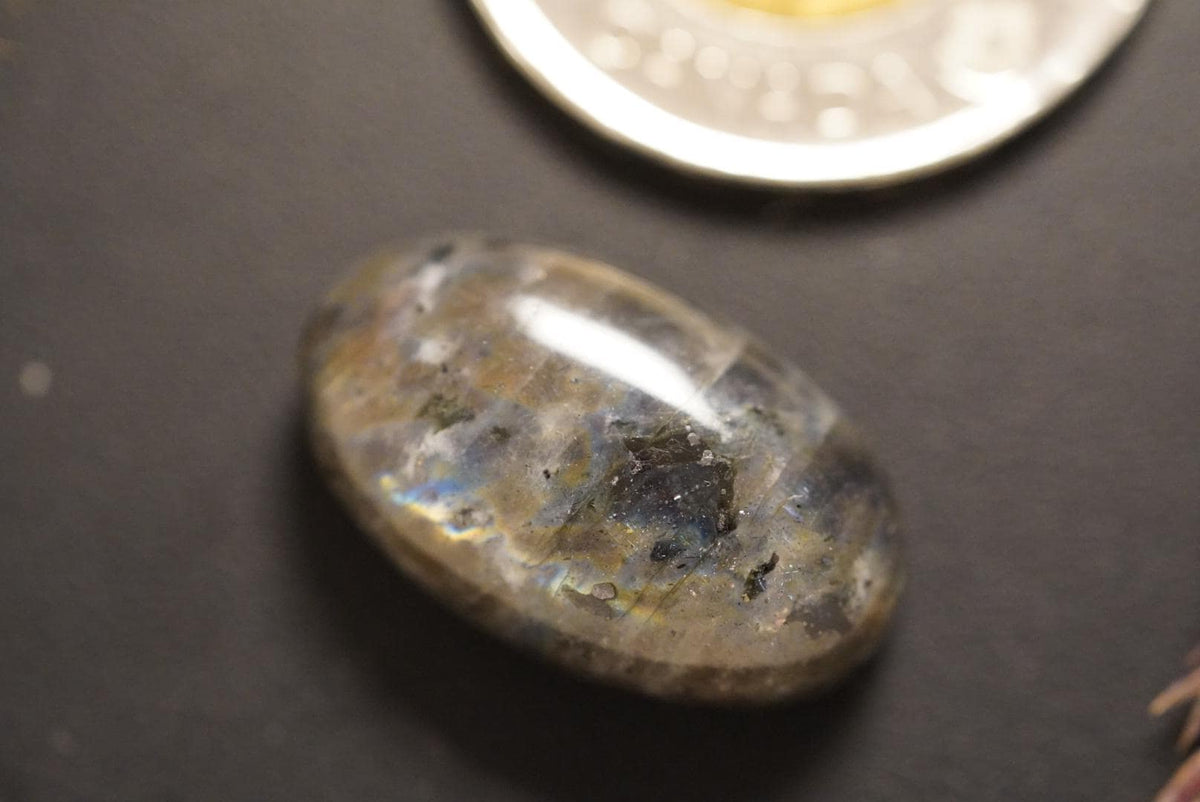 Labradorite Cabochon, 23 x 14 mm, Handmade Oval, from Newfoundland and Labrador, Canada