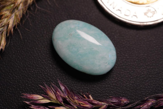Cabochon en amazonite, 19 x 12 mm, ovale fait main, en provenance du Québec, Canada