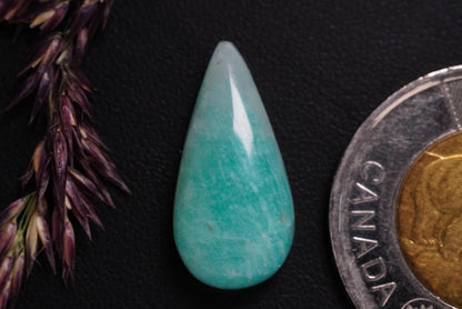 Amazonite Cabochon, 22 x 11 mm, Handmade Pear, from Quebec, Canada