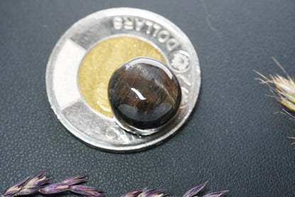 Labradorite Cabochon, 13 x 8 mm, Handmade Round, from Newfoundland and Labrador, Canada