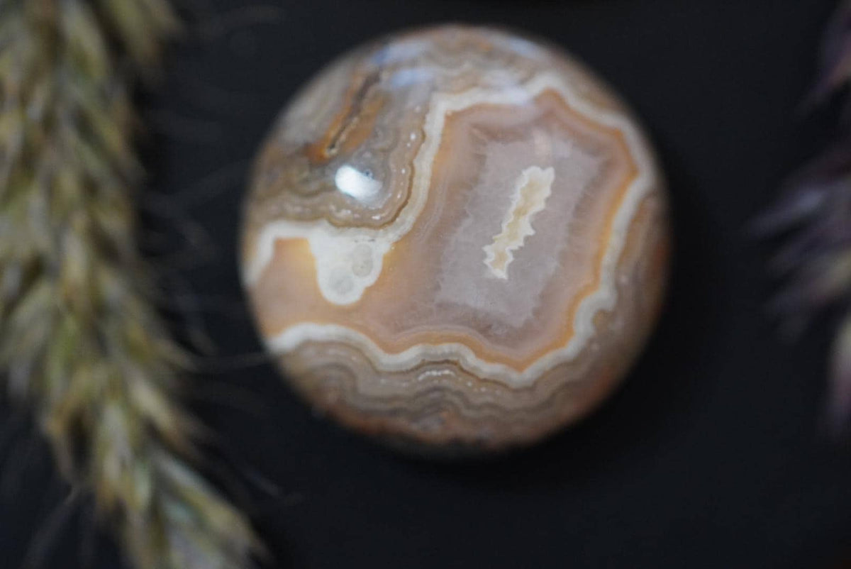 Agate Cabochon, 18 x 8 mm, Handmade Round, from Ontario, Canada