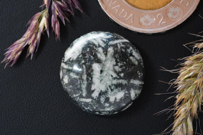 Flower Stone Cabochon, 21 x 7 mm, Handmade Round, from British Columbia, Canada