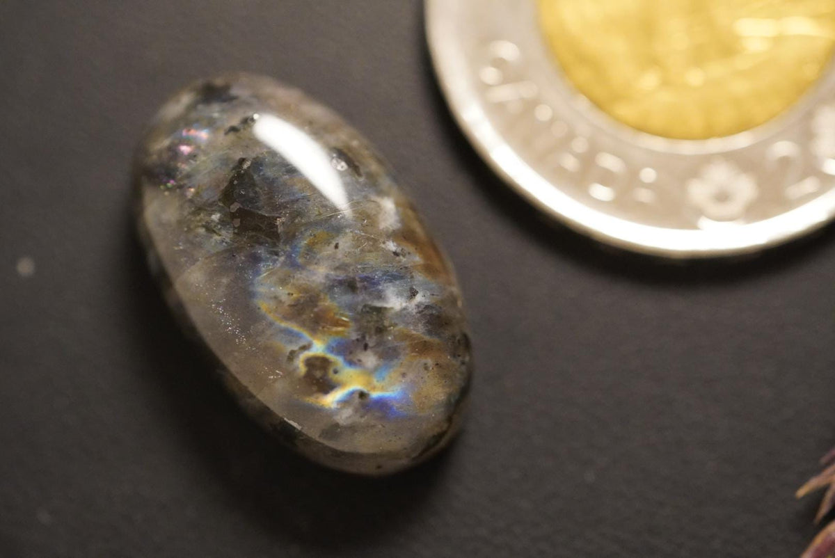 Labradorite Cabochon, 23 x 14 mm, Handmade Oval, from Newfoundland and Labrador, Canada
