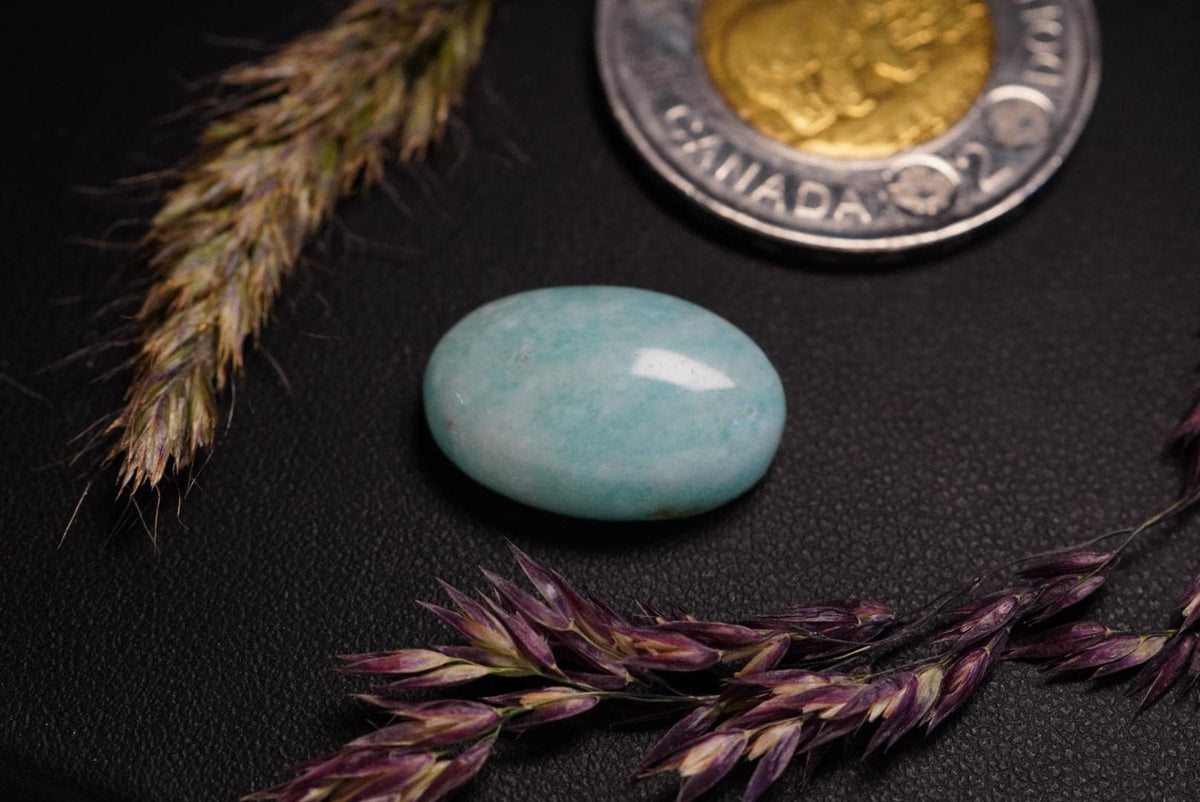 Amazonite Cabochon, 19 x 12 mm, Handmade Oval, from Quebec, Canada