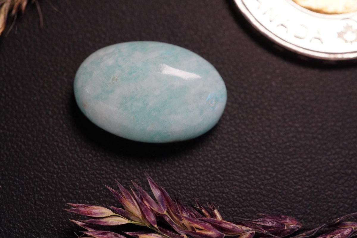 Amazonite Cabochon, 19 x 12 mm, Handmade Oval, from Quebec, Canada