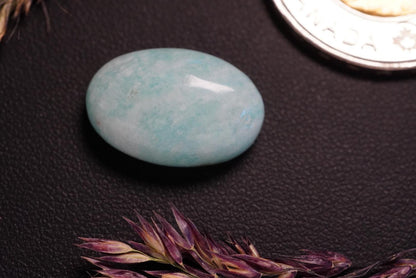 Amazonite Cabochon, 19 x 12 mm, Handmade Oval, from Quebec, Canada