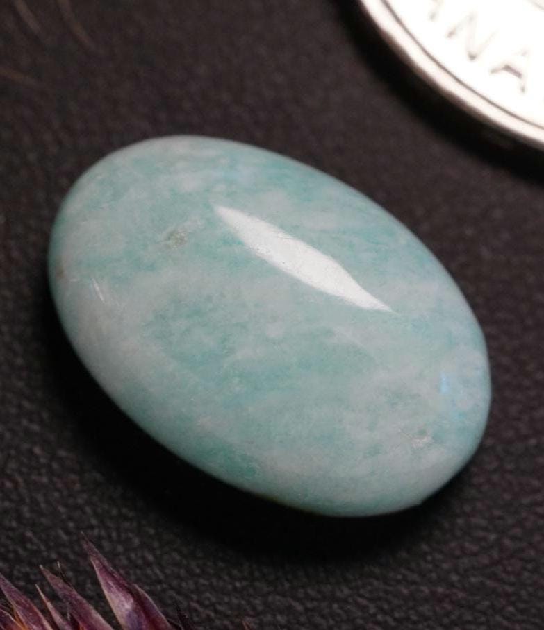 Amazonite Cabochon, 19 x 12 mm, Handmade Oval, from Quebec, Canada