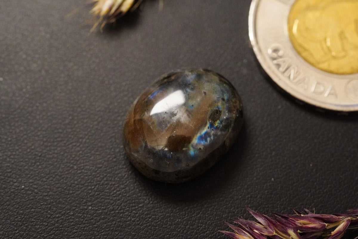 Labradorite Cabochon, 19 x 15 mm, Handmade Oval, from Newfoundland and Labrador, Canada