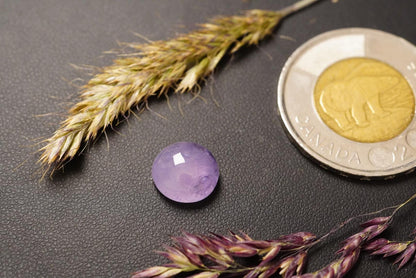 Amethyst Cabochon, 10 x 5 mm, Handmade Round, from Newfoundland and Labrador, Canada