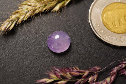 Amethyst Cabochon, 10 x 5 mm, Handmade Round, from Newfoundland and Labrador, Canada