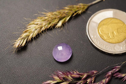 Amethyst Cabochon, 10 x 5 mm, Handmade Round, from Newfoundland and Labrador, Canada